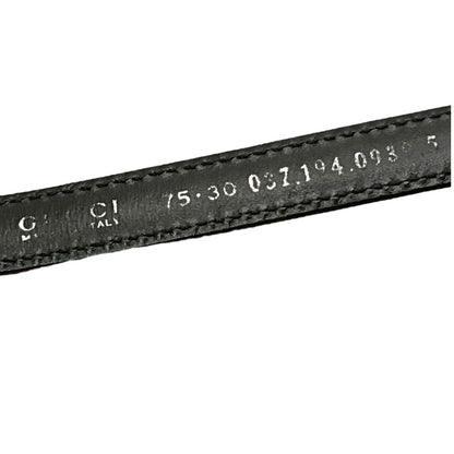 Gucci Black Leather Silver Belt