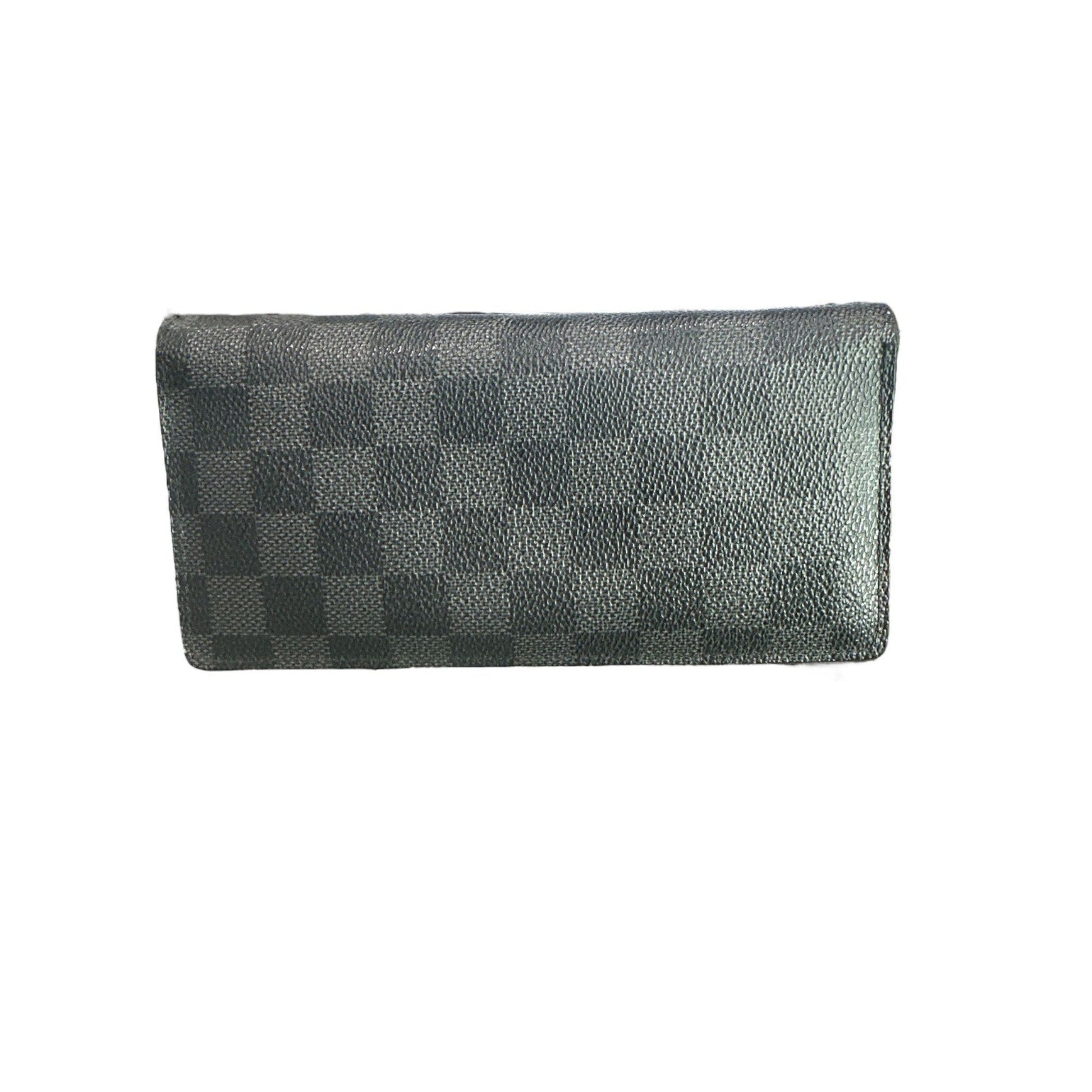 Gray wallet with checkered pattern on a white background
