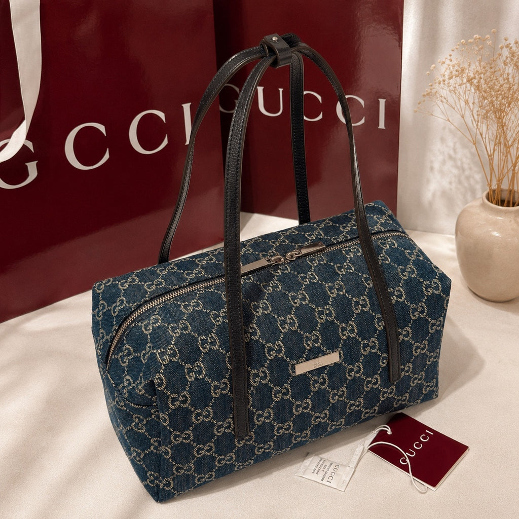 GWP Monogram Denim Boston Bag – Navy