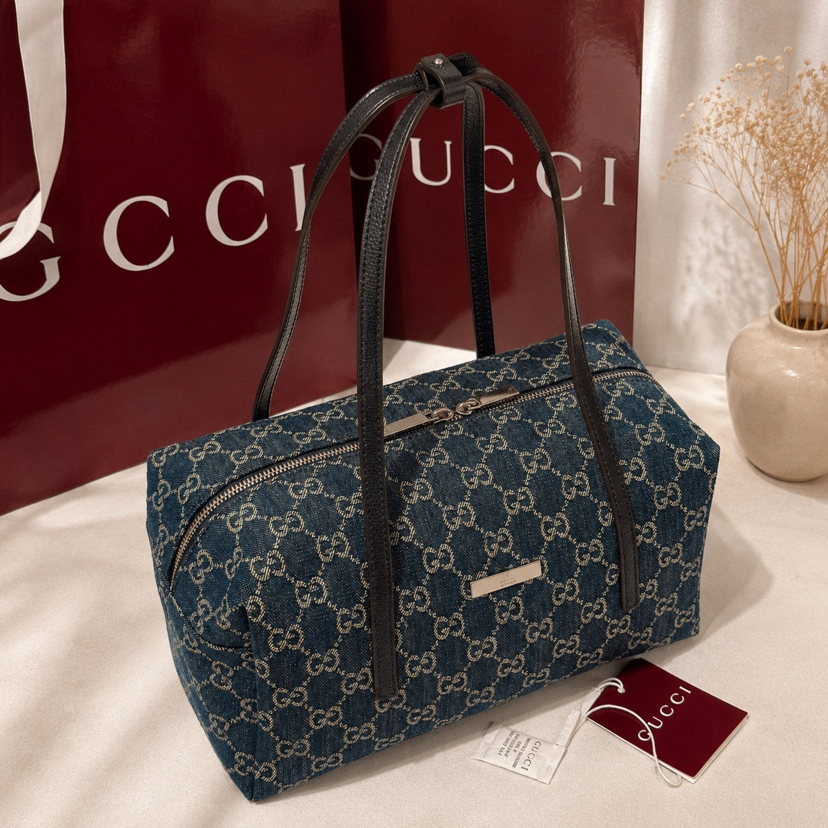 GWP Monogram Denim Boston Bag – Navy
