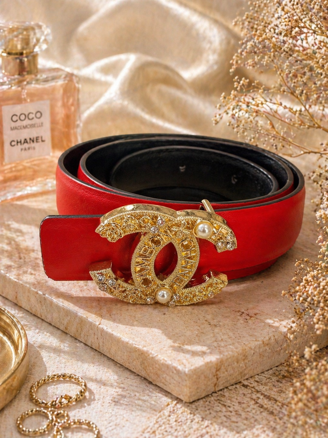 Glam Pearl Crystal Statement Fashion Belt