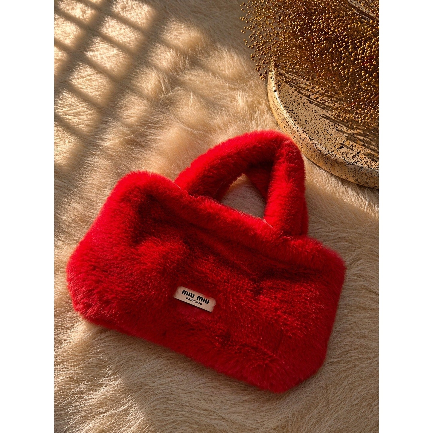 Miu Miu GWP Plush Faux Fur Tote Bag – Pink or Red