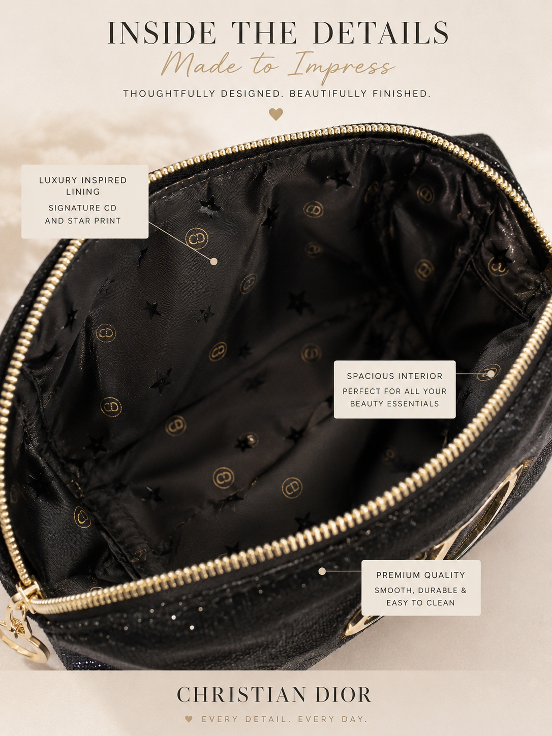 Christian Dior Sparkly Black Cosmetic Pouch – GWP Edition