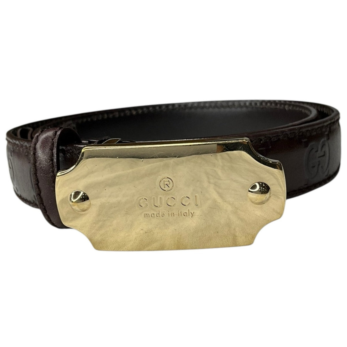 Gucci Brown Guccissima Gold Buckle Belt