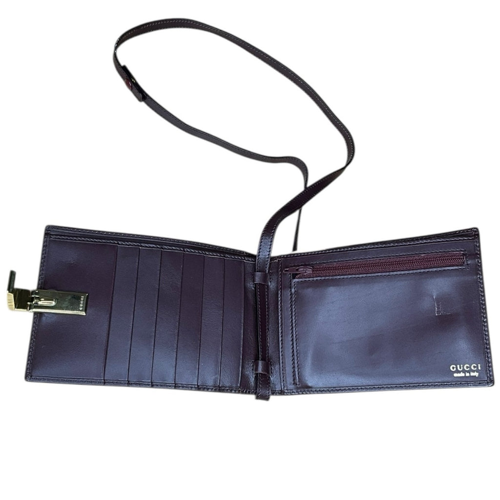 Gucci Brown Leather Wallet Shoulder Strap