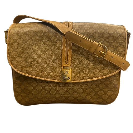 Celine Brown Macadam PVC Gold Shoulder Bag