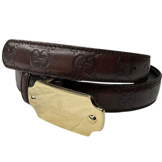 Gucci Brown Guccissima Gold Buckle Belt