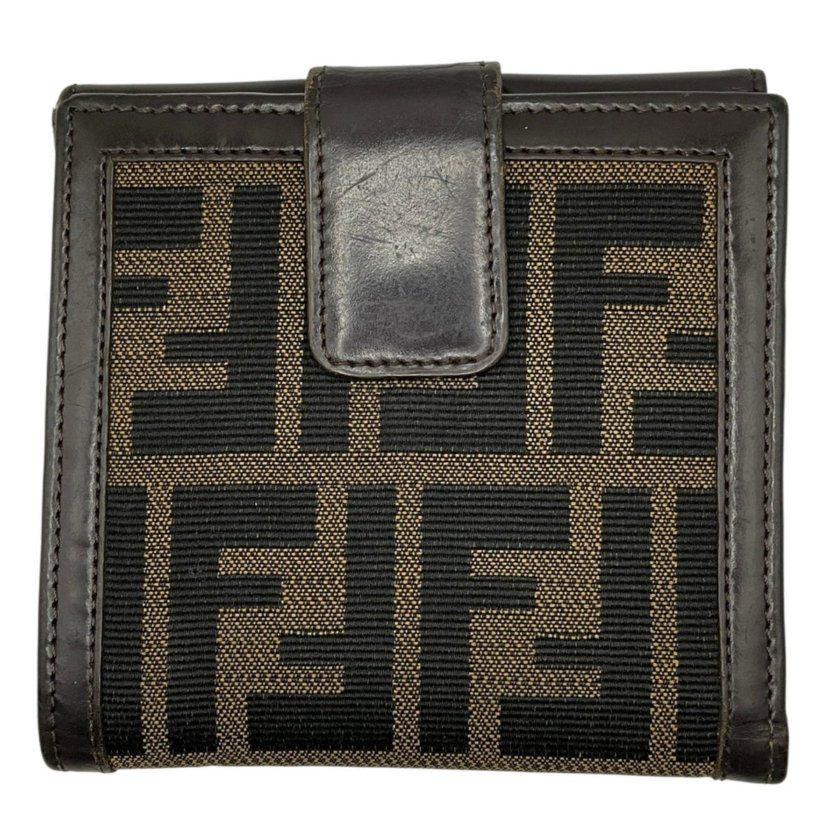 Authentic Fendi Zucca Compact Wallet – Brown Canvas & Leather