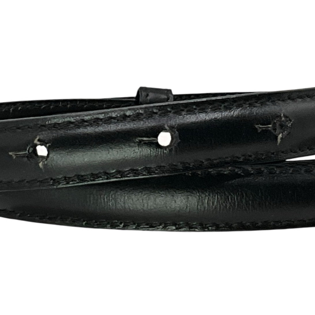 Gucci Black Leather Silver Belt