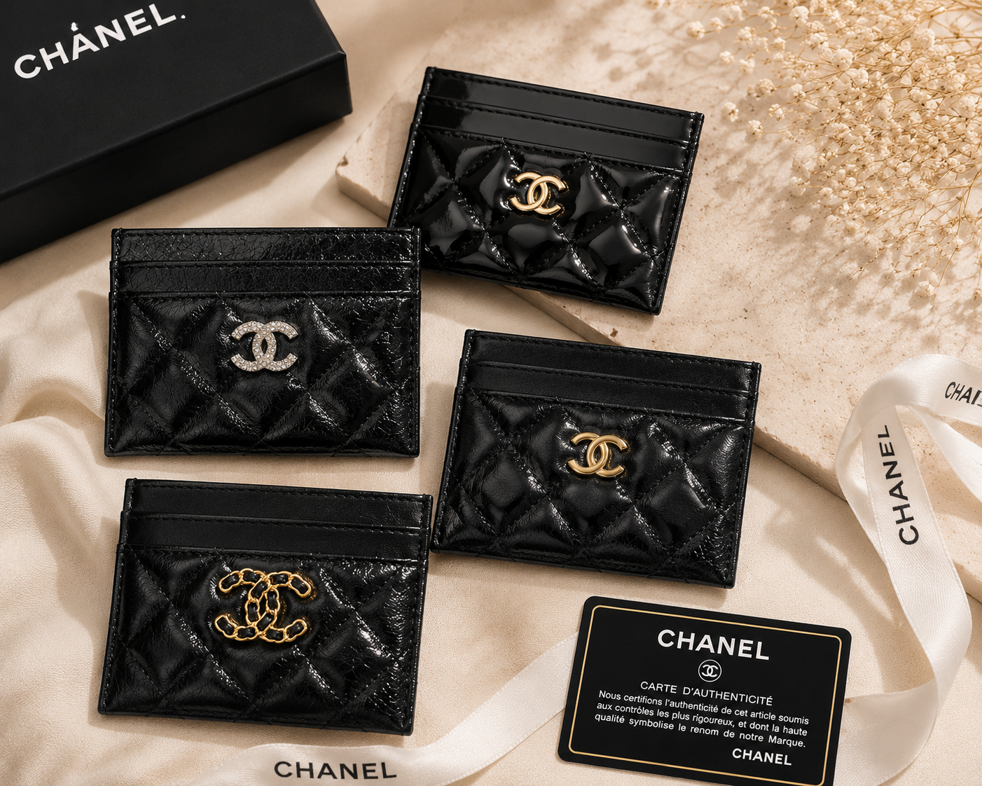 Chanel Beaute GWP Leather Card Holder – Multiple Logo Designs