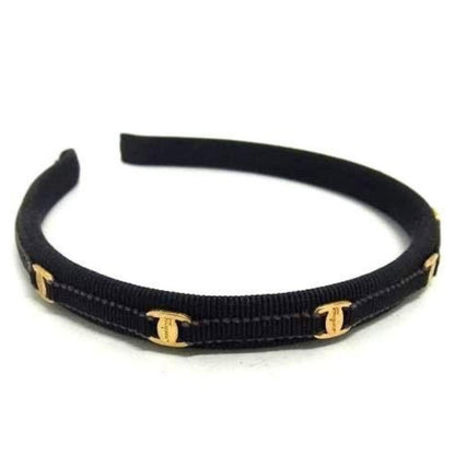 Ferragamo Black Vara Gold Headband