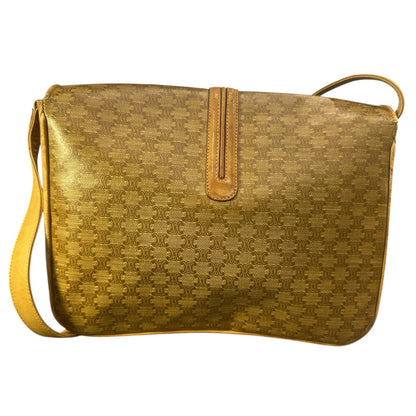 Celine Brown Macadam PVC Gold Shoulder Bag