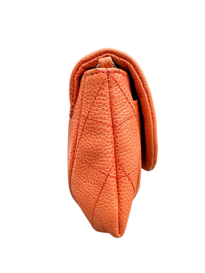 Chanel CORAL Caviar Leather Half Moon Wallet On Chain - Clairely Amazing