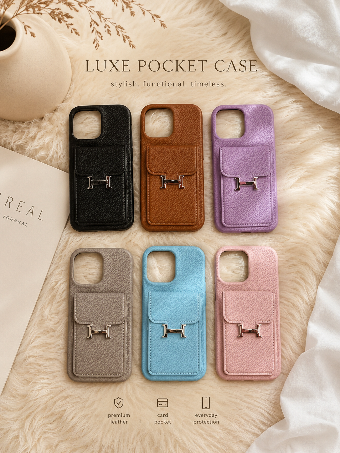 14 ProMax Luxe Leather Phone Cases with Card Pocket 🤍