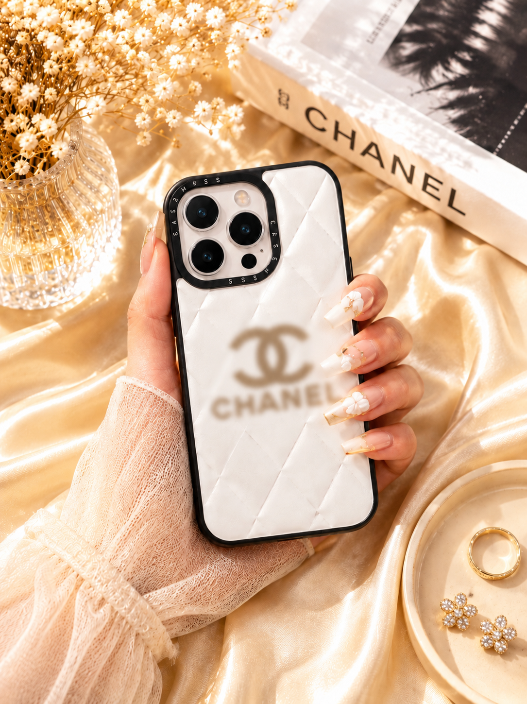 Luxe Quilted & Pearl Glam Phone Cases