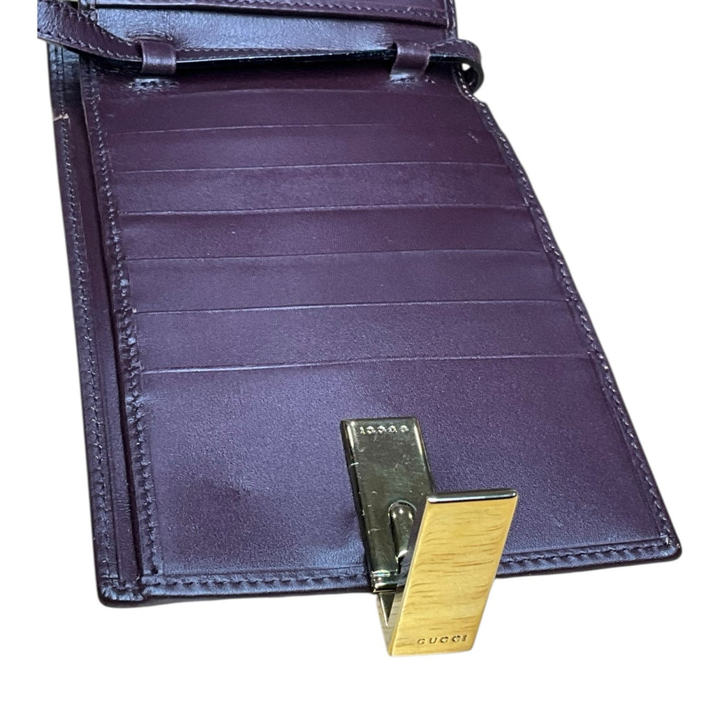 Gucci Brown Leather Wallet Shoulder Strap