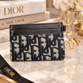 ⭐Fashion Woven Monogram Card Holder with Gold Letter Charms