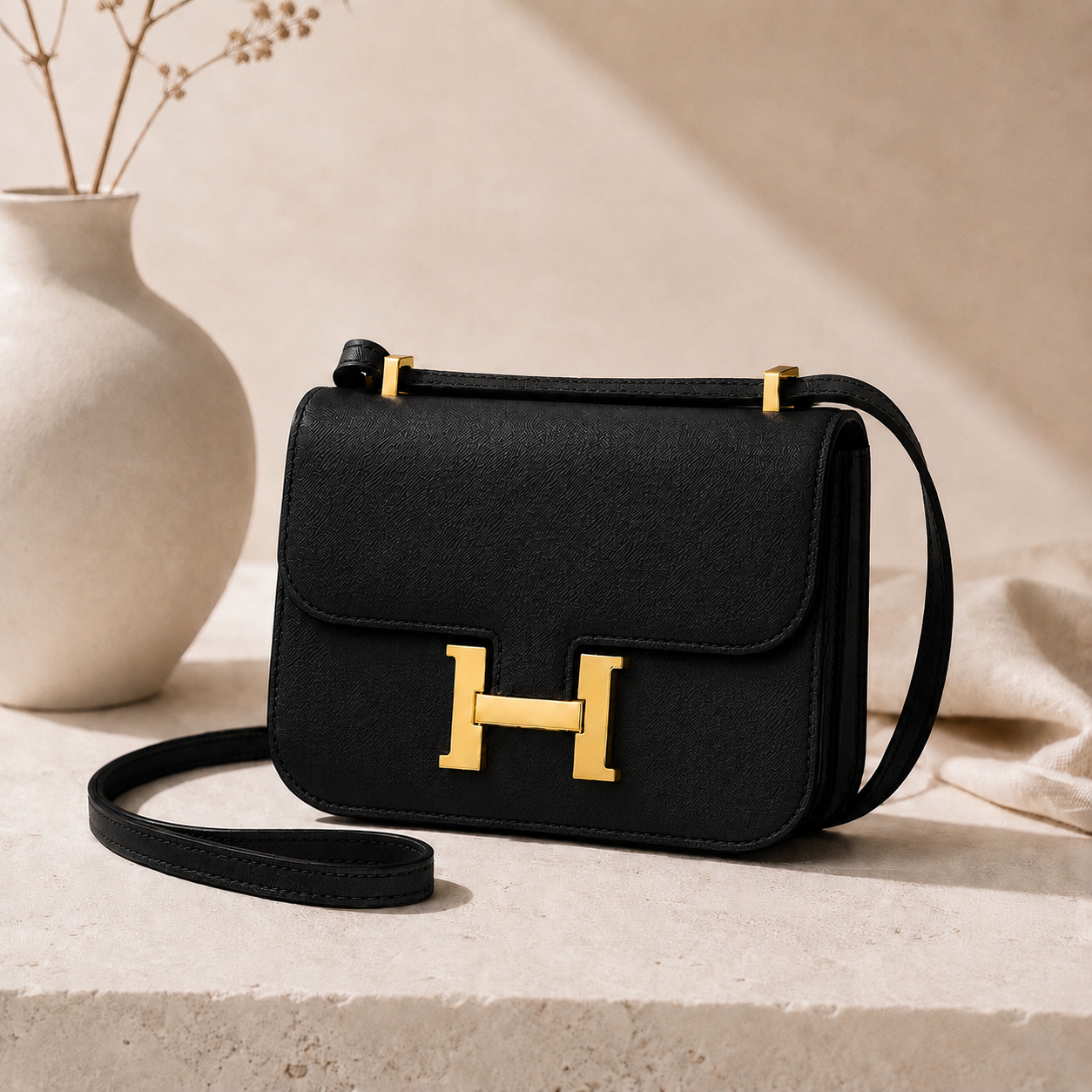 👑 Structured H-Clasp Crossbody Bag – Fashion Collection