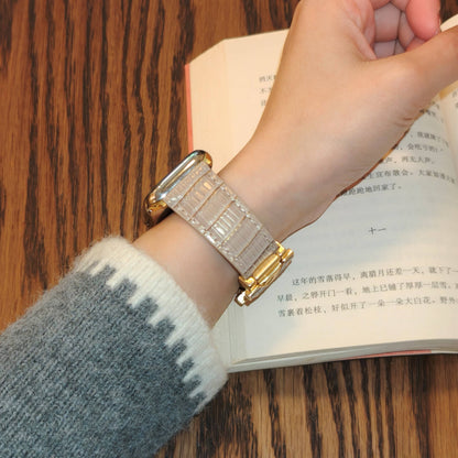 Luxe Croc Texture Fashion Smart Watch Band – Gold Clasp Edition