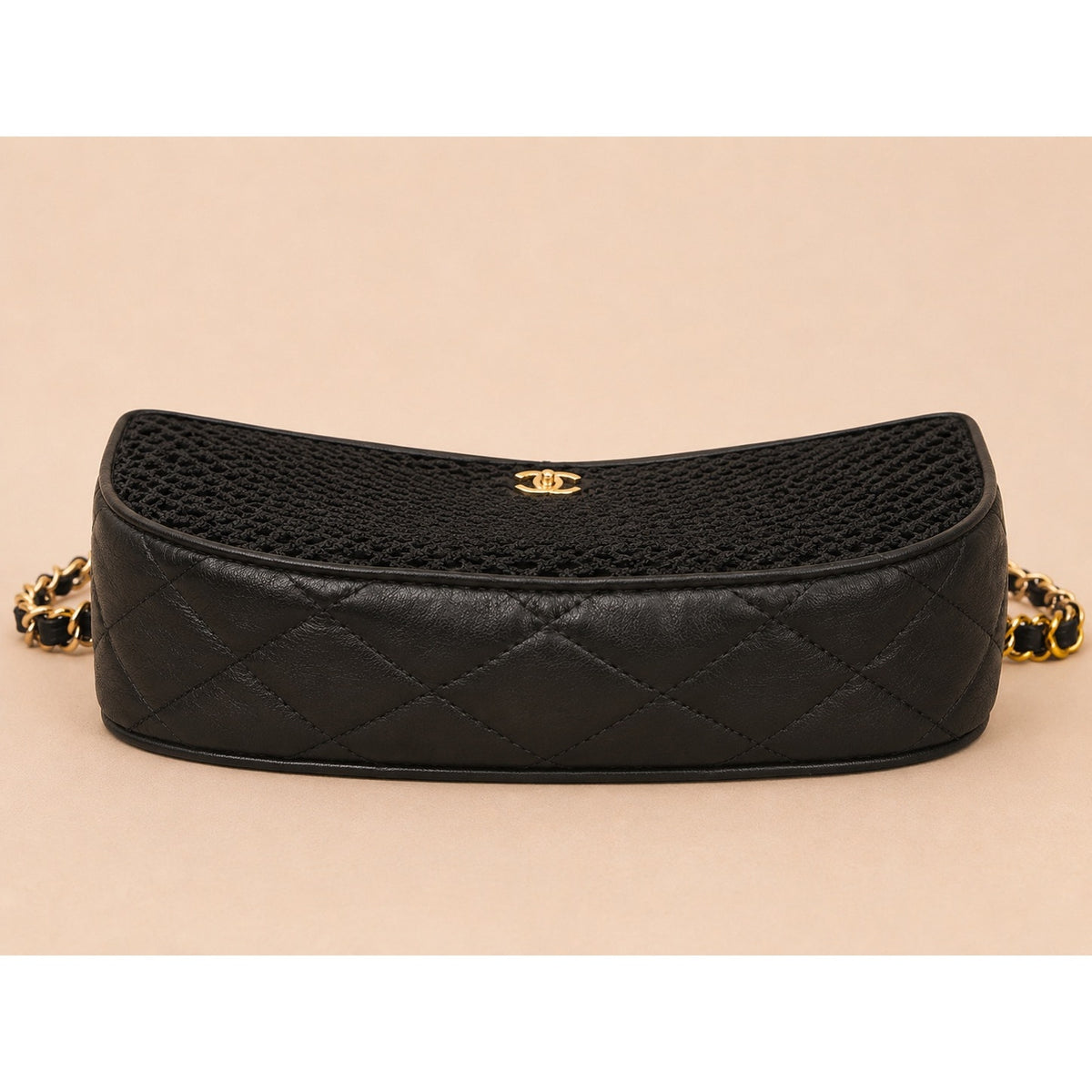 GWP Black Half-Moon Mesh Shoulder Bag with Detachable Mini Pouch