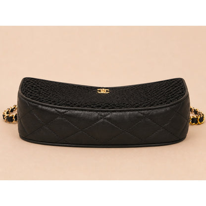 GWP Black Half-Moon Mesh Shoulder Bag with Detachable Mini Pouch