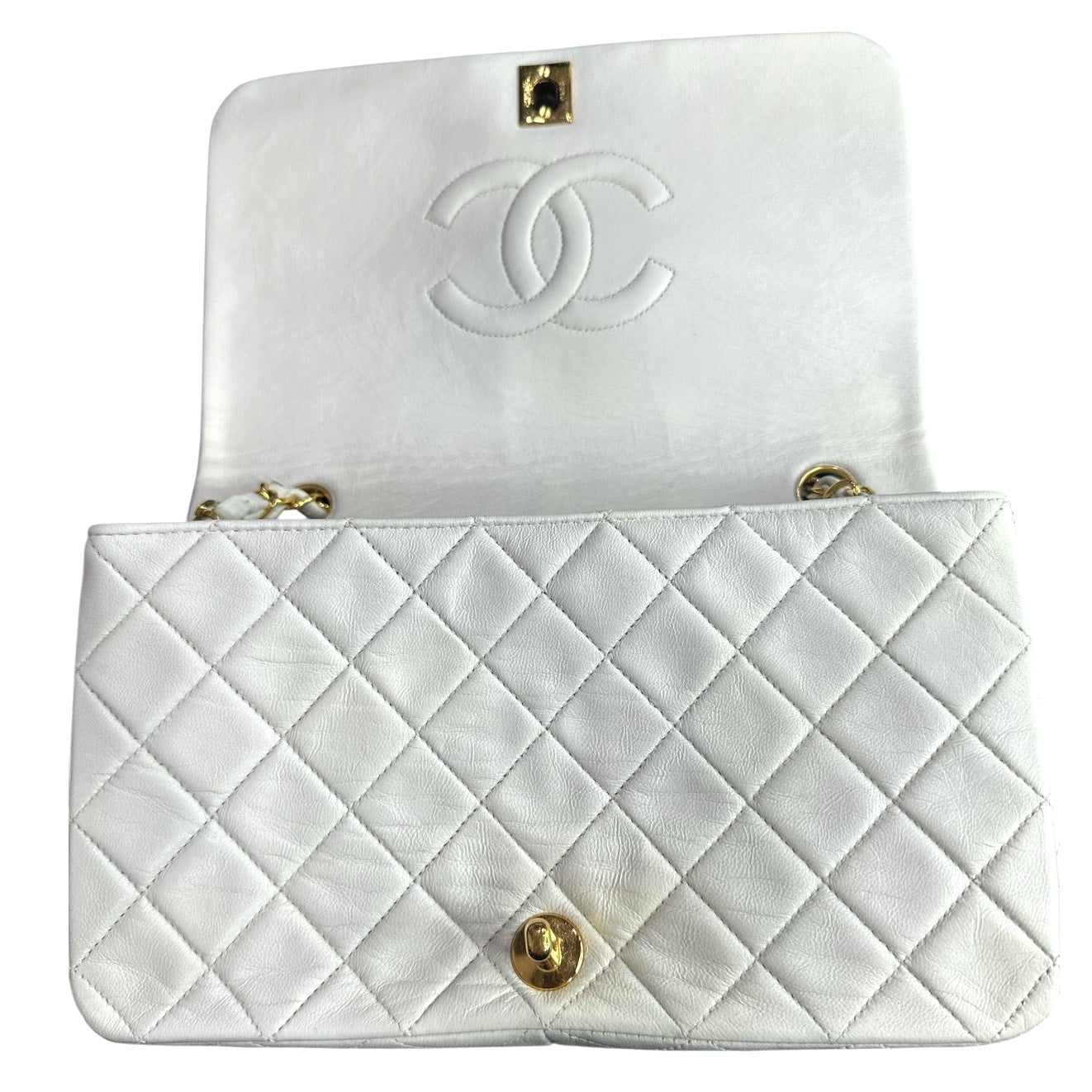 Chanel White Classic Medium Full Flap Bag