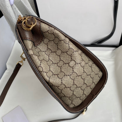 Fashion-Inspired Top Handle Crossbody Satchel – Brown Monogram Style