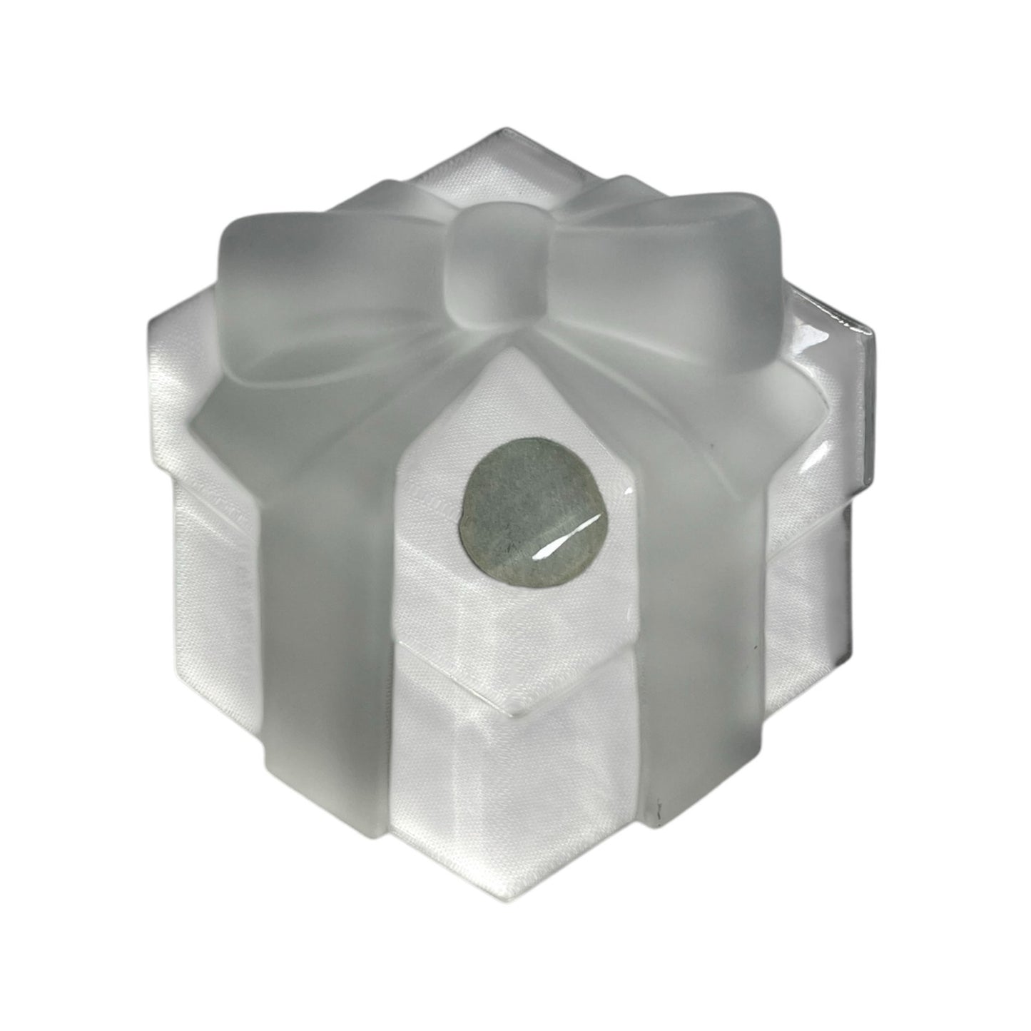 Tiffany & Co. crystal "Box and Bow" paperweight