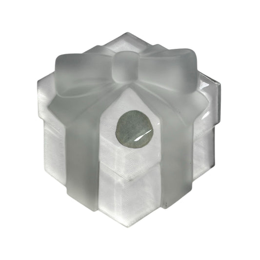 Tiffany & Co. crystal "Box and Bow" paperweight