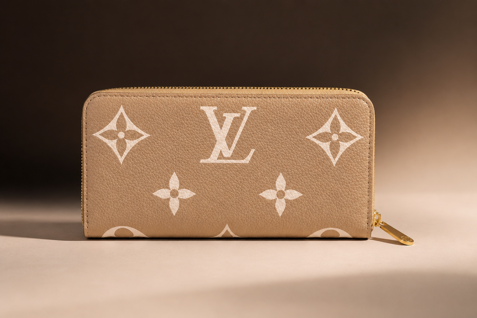 Fashion Monogram Zip Around Wallet – Beige