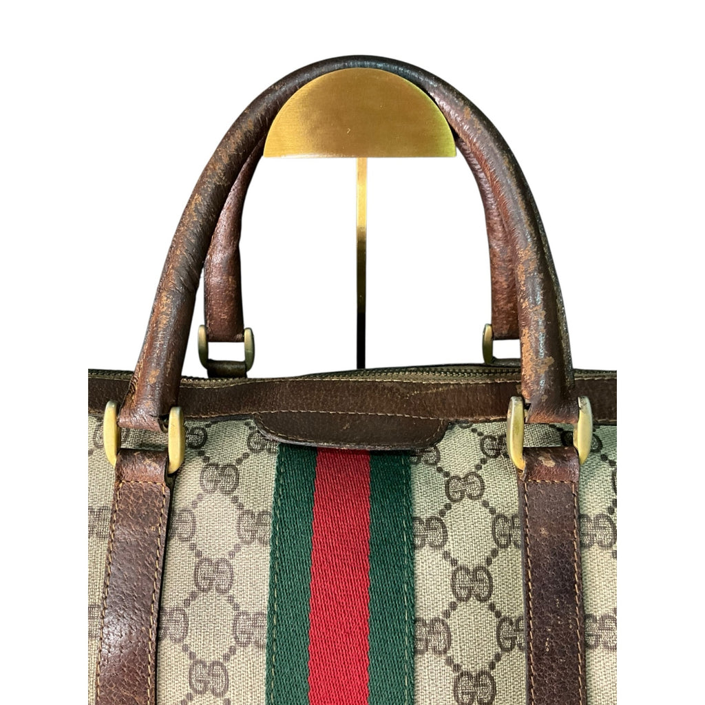 Authentic Vintage GUCCI Boston Bag Sherry Line Brown