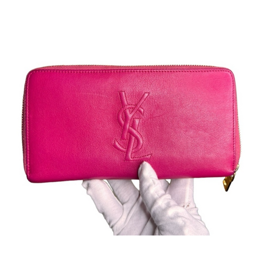 Saint Laurent  Chevre Belle De Jour Zip Around Wallet Fuchsia - Clairely Amazing