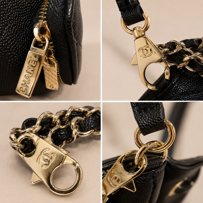 Chanel Beauté VIP GWP Micro Bucket Bag – Black Caviar Texture with Gold Hardware
