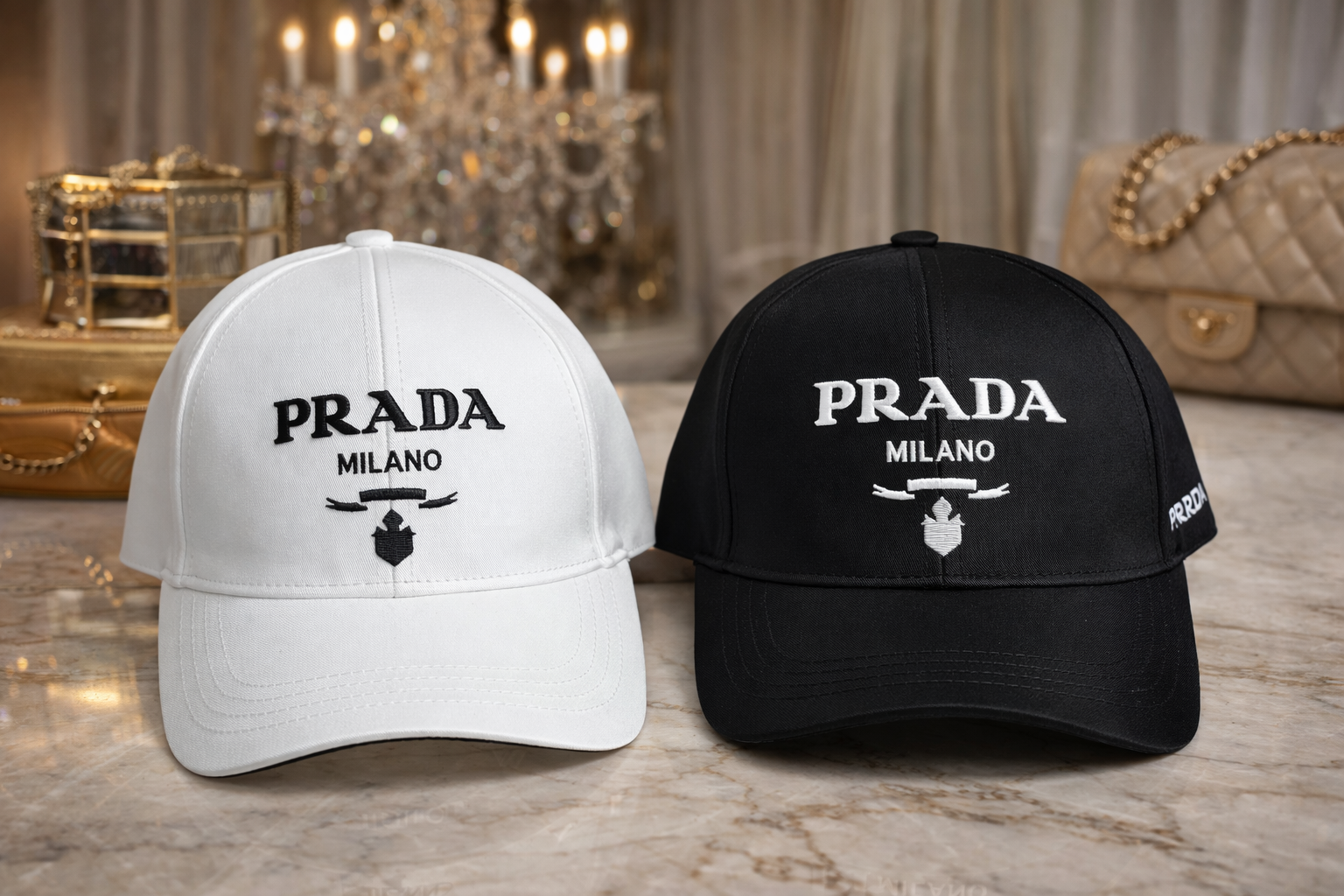 Luxury Milano Embroidered Fashion Cap – Black or White