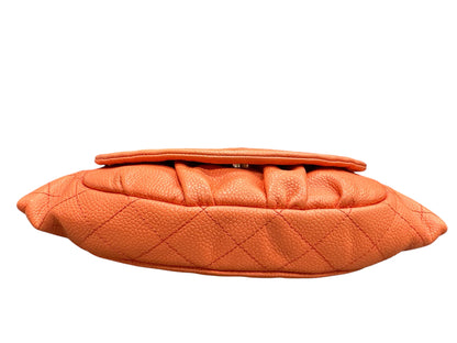 Chanel CORAL Caviar Leather Half Moon Wallet On Chain - Clairely Amazing