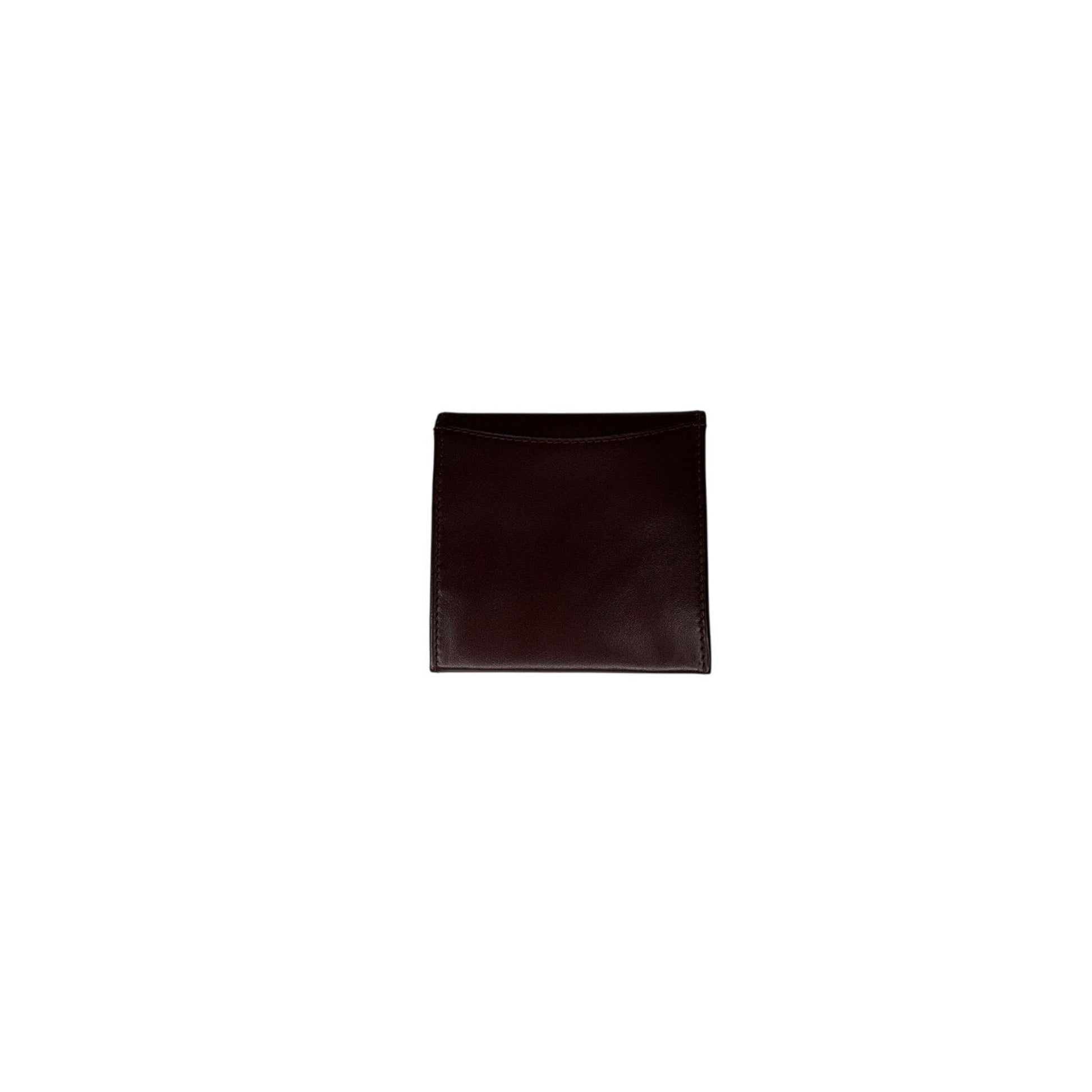 Dark brown leather pouch on a white background