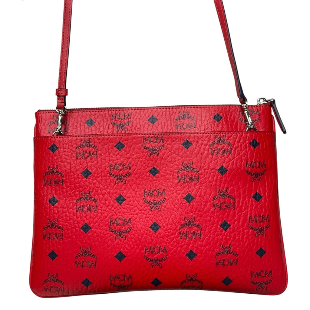 MCM  Visetos Medium Crossbody Pouch Ruby Red