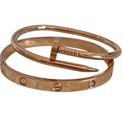 Stainless Steel Screw Motif Bangle Bracelet – Gold, Rose Gold & Silver Tone