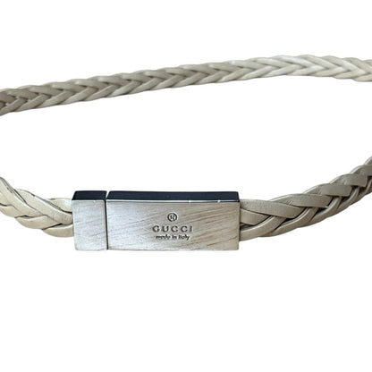 Gucci Beige Braided Silver Belt