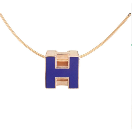 Hermes Blue Rose Gold Necklace