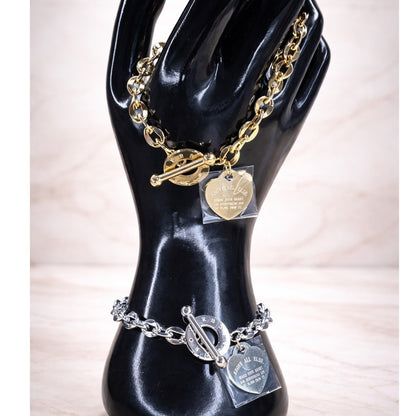 Chunky Chain Toggle Bracelet – Gold & Silver Tone Statement Style