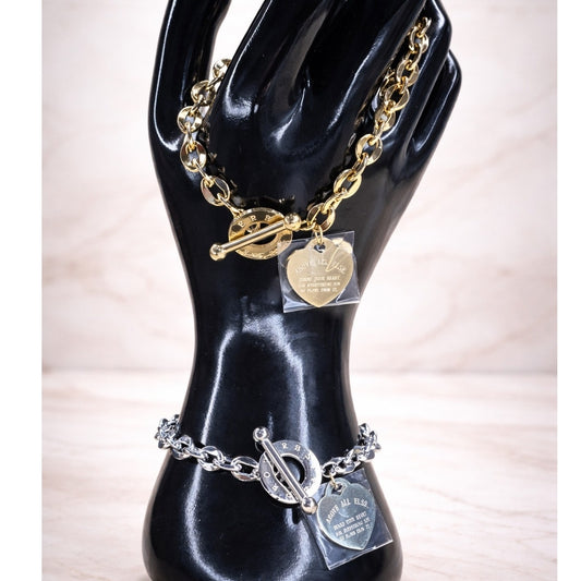 Chunky Chain Toggle Bracelet – Gold & Silver Tone Statement Style