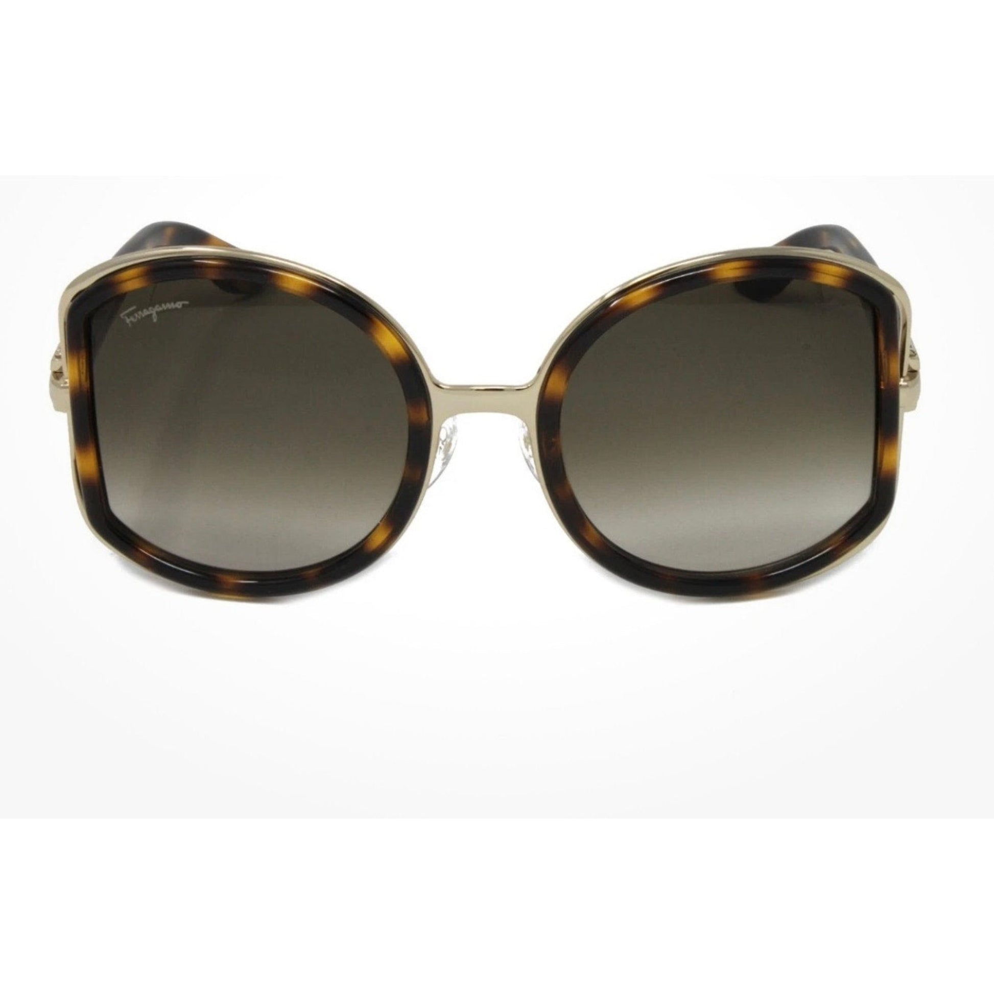 Sunglasses with tortoiseshell frame and gradient lenses on a white background