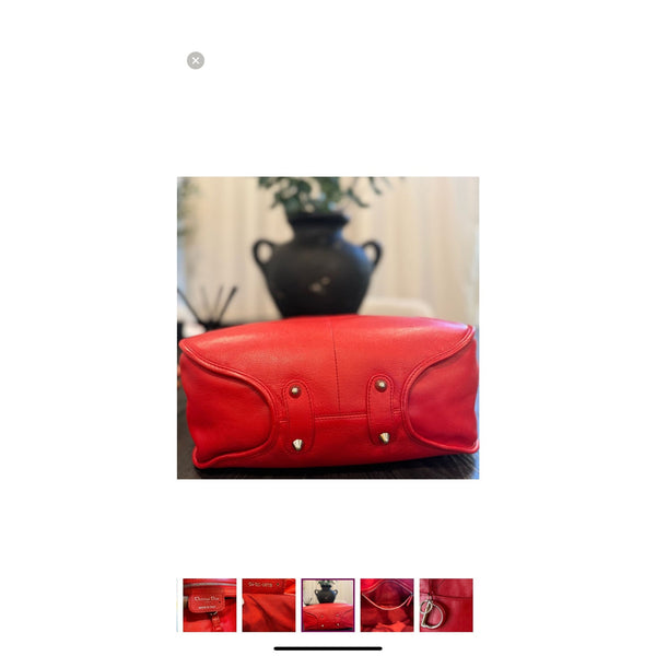 Christian Dior Red Leather Tote - Clairely Amazing