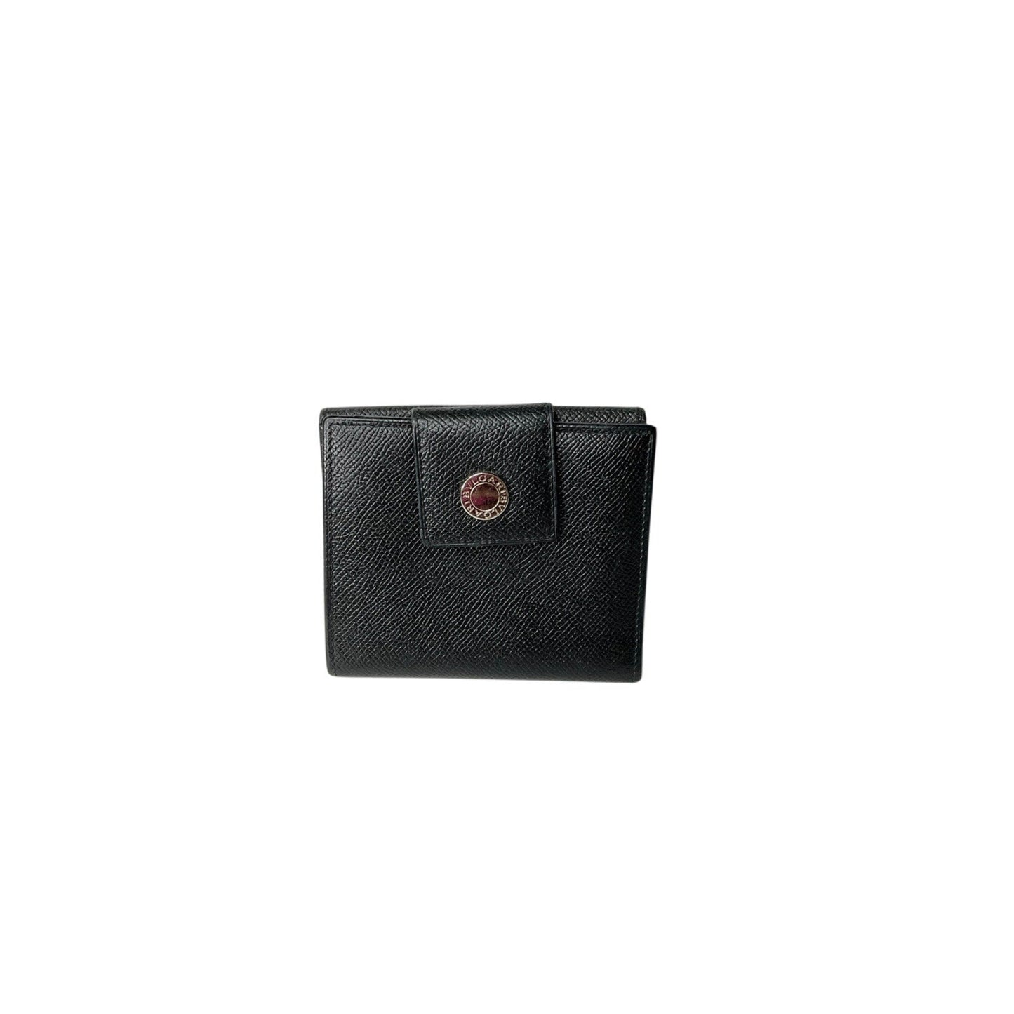 Black wallet with a brand logo on a white background