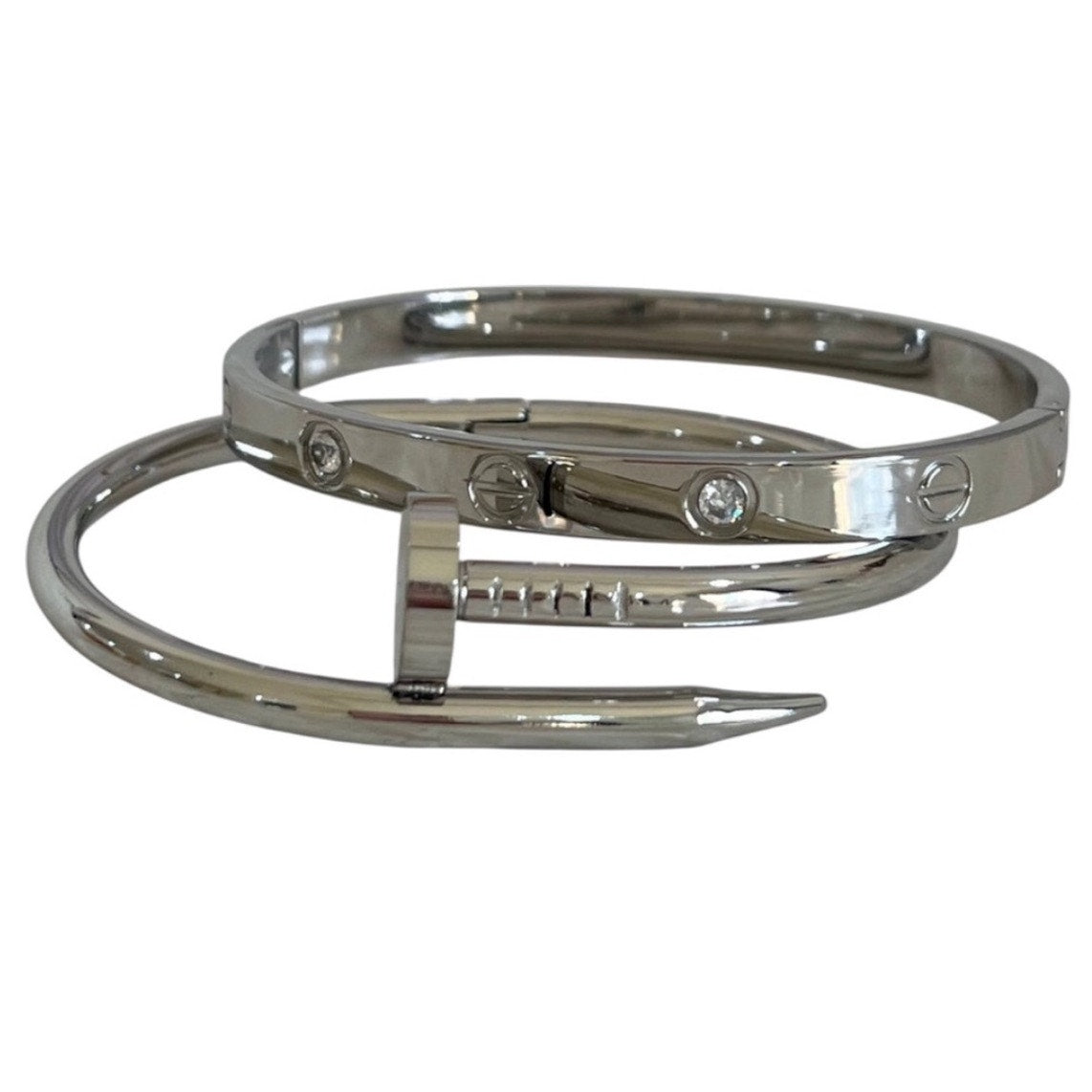 Stainless Steel Screw Motif Bangle Bracelet – Gold, Rose Gold & Silver Tone