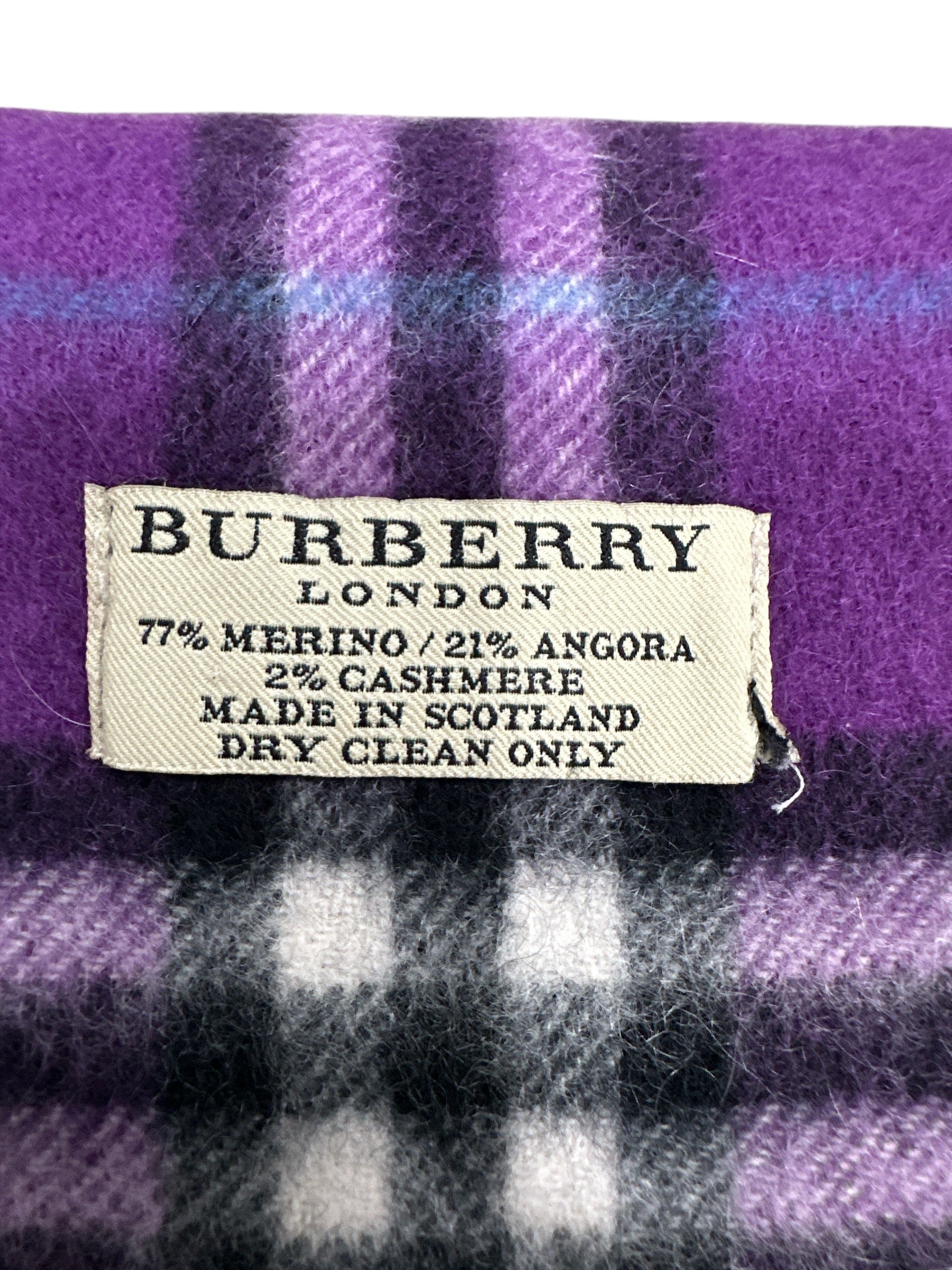 Burberry Merino Angora Rabbit (Rare) Purple Scarf - Clairely Amazing