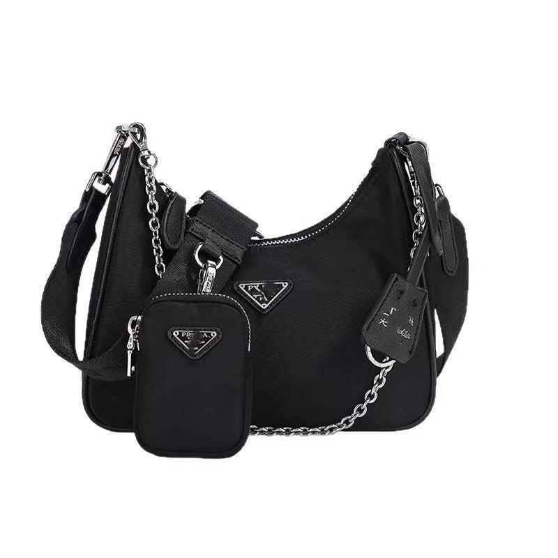 Fashion Luxe Re-Edition Nylon Multi-Strap Shoulder Bag – Black