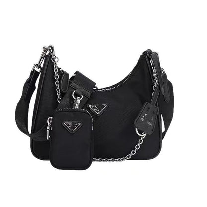 Fashion Luxe Re-Edition Nylon Multi-Strap Shoulder Bag – Black