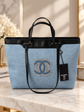 Chanel GWP Denim Tote Bag – Blue Denim with Black Leather Trim